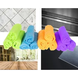 Lot de chiffons en microfibre EUROCLEAN – 12 pièces / couleurs assorties