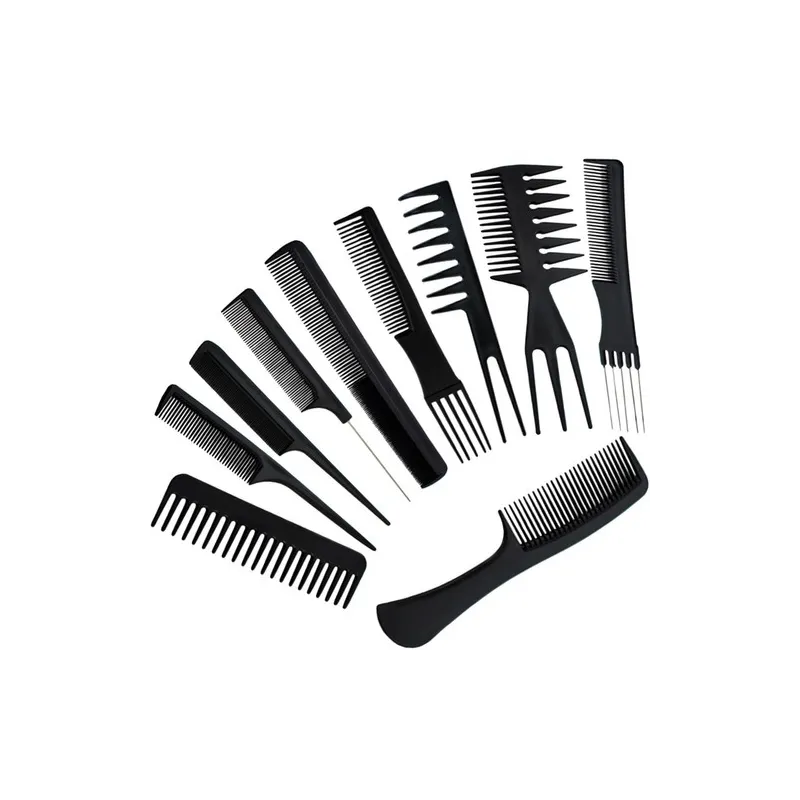 Lot de 10 peignes de coiffure BARBER / Noir