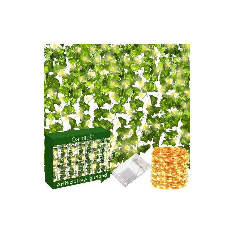 Lierre artificiel avec éclairage LED - 25 mètres / Vert