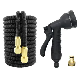 Tuyau d’arrosage flexible extensible avec embout d’arrosage / Noir