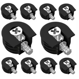 Excentrique d’assemblage pour étagère avec tige 20 mm / Noir – 10 pièces