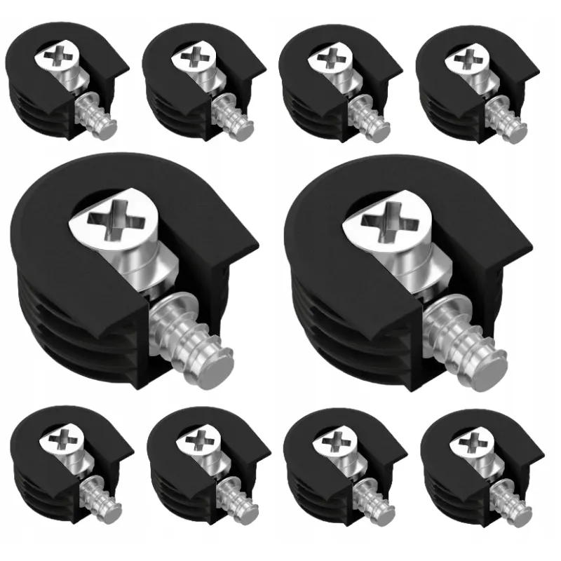 Excentrique d’assemblage pour étagère avec tige 20 mm / Noir – 10 pièces