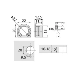 Excentrique d’assemblage pour étagère avec tige de 20 mm / Gris – 10 pièces