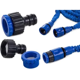 Tuyau d’arrosage flexible extensible avec embout d’arrosage / Bleu