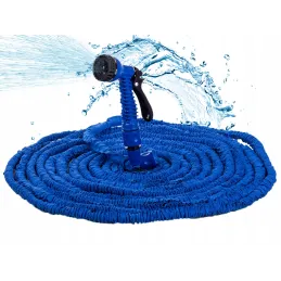 Tuyau d’arrosage flexible extensible avec embout d’arrosage / Bleu
