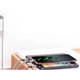 Chargeur de téléphone 3-en-1 USB-A PRACTICO / Argenté