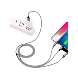 Chargeur de téléphone 3-en-1 USB-A PRACTICO / Argenté