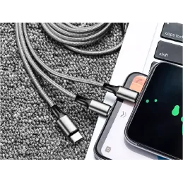 Chargeur de téléphone 3-en-1 USB-A PRACTICO / Argenté