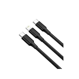 Chargeur de téléphone 3-en-1 USB-A PRACTICO / Noir