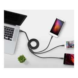 Chargeur de téléphone 3-en-1 USB-A PRACTICO / Noir