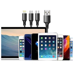 Chargeur de téléphone 3-en-1 USB-A PRACTICO / Noir