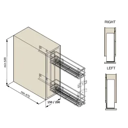 Panier coulissant SMART latéral à sortie totale avec amortisseurs sur les coulisses BLUM / Chrome brillant
