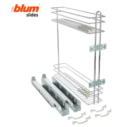 Panier coulissant SMART latéral à sortie totale avec amortisseurs sur les coulisses BLUM / Chrome brillant
