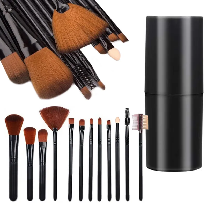Set de 12 pinceaux de maquillage / Noir