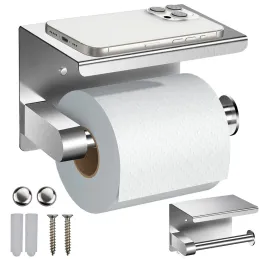 Porte-papier toilette avec étagère BROS / Acier inoxydable