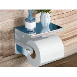 Porte-papier toilette avec étagère BROS / Acier inoxydable