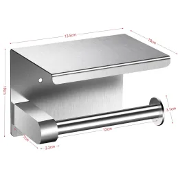 Porte-papier toilette avec étagère BROS / Acier inoxydable