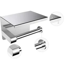 Porte-papier toilette avec étagère BROS / Acier inoxydable