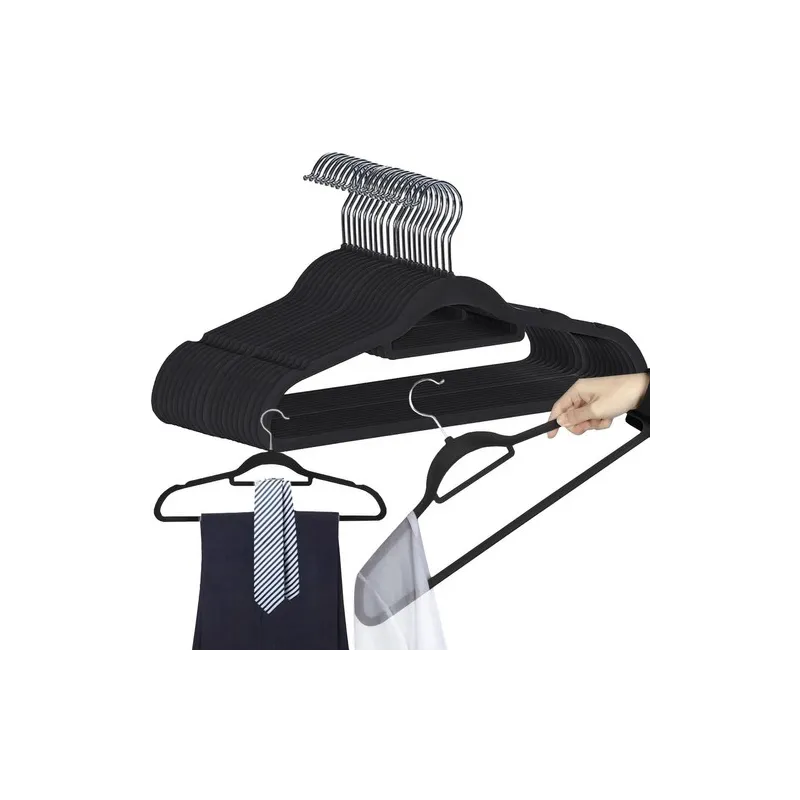 Lot de 20 cintres à épaules crantées / Noir