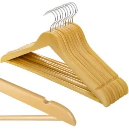 Lot de 10 cintres en bois à épaules / Bois naturel