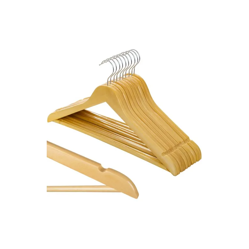 Lot de 10 cintres en bois à épaules / Bois naturel