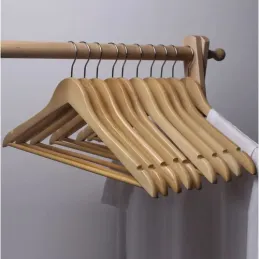 Lot de 10 cintres en bois à épaules / Bois naturel