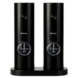 Lot de 2 moulins électriques en céramique pour le sel et le poivre / Noir mat