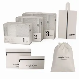 Ensemble de voyage 7 pièces pour vêtements et produits de beauté TRAVEL LUX / Blanc