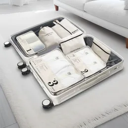 Ensemble de voyage 7 pièces pour vêtements et produits de beauté TRAVEL LUX / Blanc