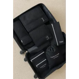 Set de voyage 7 pièces pour vêtements et produits de beauté TRAVEL LUX / Noir