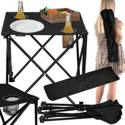 Table de camping pliable KEMP / Noir
