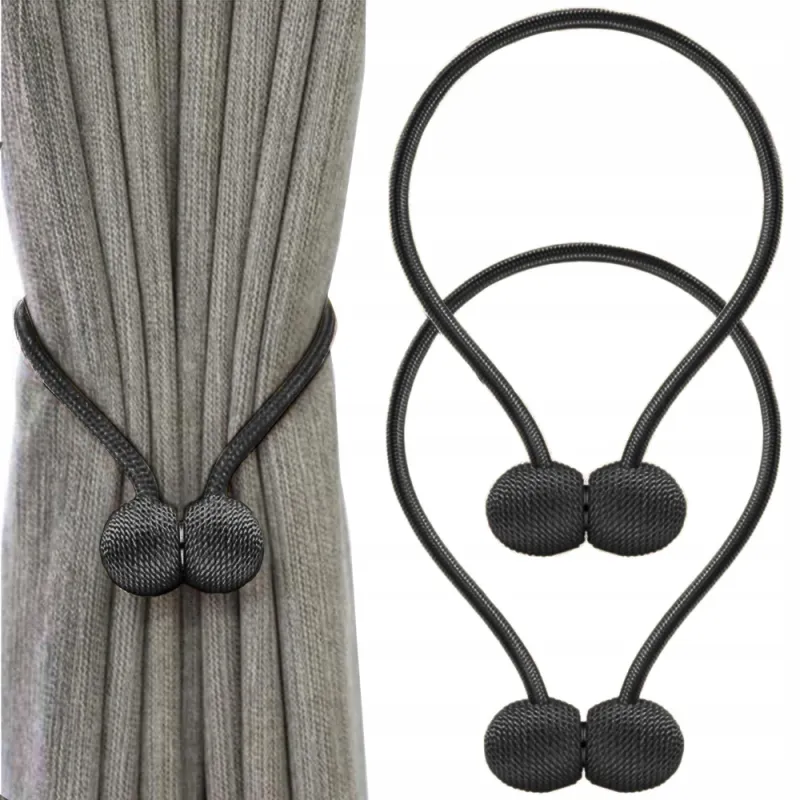 Lot de 2 – Attaches magnétiques décoratives pour rideaux PINS / Noir