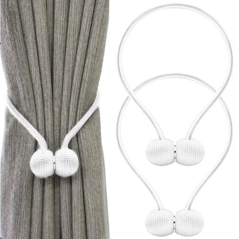 Lot de 2 pièces – Attaches magnétiques décoratives pour rideaux PINS / Blanc