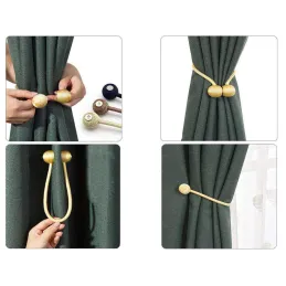 Lot de 2 pièces – Attaches magnétiques décoratives pour rideaux PINS / Doré