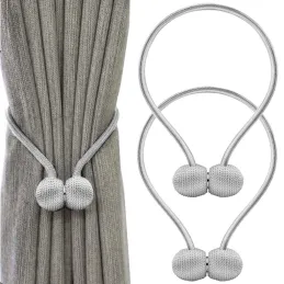 Set 2 ks – Spony PINS s dekoratívnymi magnetmi na závesy / Strieborná