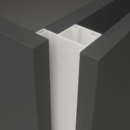 Profilé de poignée vertical derrière la porte OLYMP latéral / Blanc mat