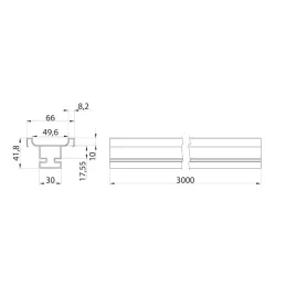 Profilé de poignée vertical derrière la porte OLYMP central / Aluminium