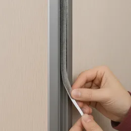 Brosse adhésive latérale pour portes coulissantes / Grise