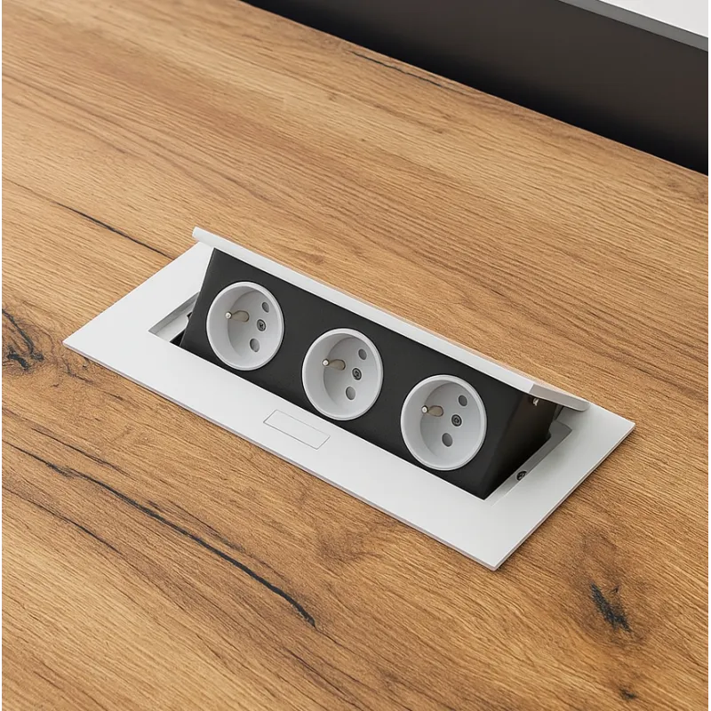 Prise électrique escamotable GEMINO 3x230 V / Blanche