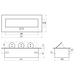 Prise électrique escamotable GEMINO 3x230V / Aluminium
