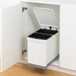 Poubelle coulissante 300 mm – 2 × 7,5 L / Blanc