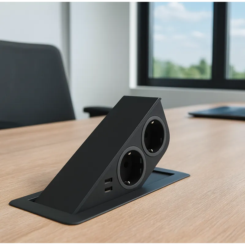 Prise électrique escamotable CIZO 2x230 + 2xUSB – SCHUKO / Noire