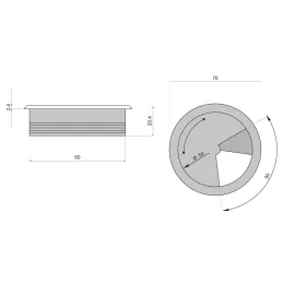 Passe-câbles en PVC 60 mm / Marron foncé