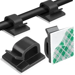 Lot de 10 supports de câble autocollants / Noir mat