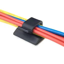 Lot de 10 supports de câble autocollants / Noir mat