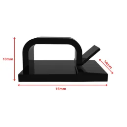 Lot de 10 supports de câble autocollants / Noir mat