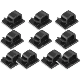 Lot de 10 supports de câble autocollants / Noir mat
