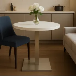 Table à manger MOX RONDO / Acier inoxydable – Blanc brillant
