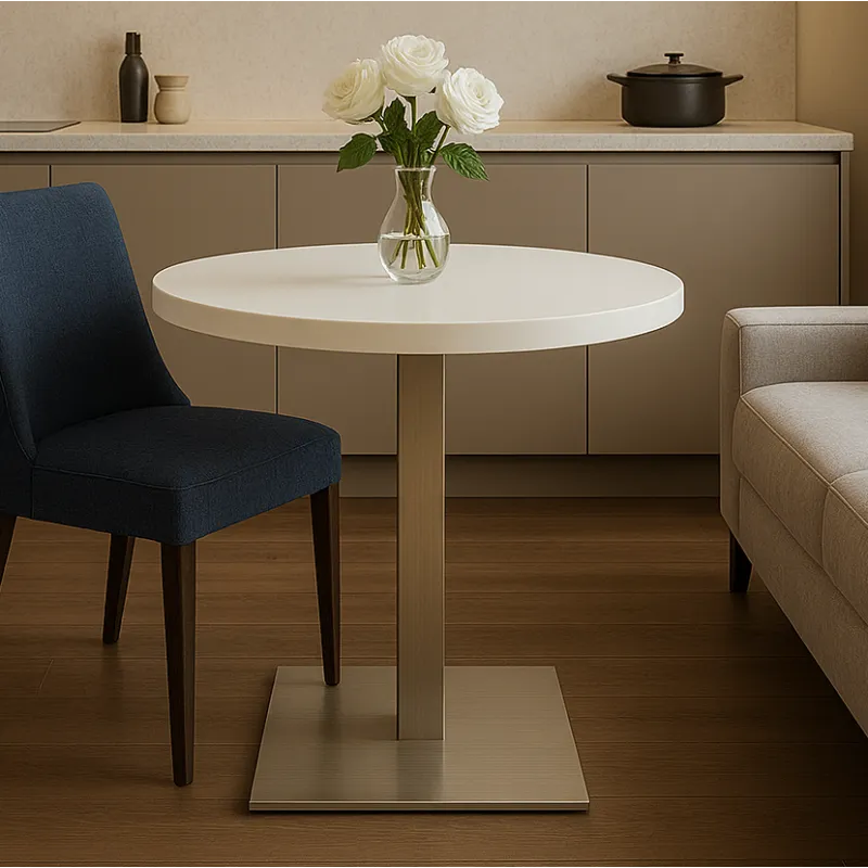 Table à manger MOX RONDO / Acier inoxydable – Blanc brillant