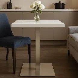 Table à manger MOX QUADRO / Acier inoxydable – Blanc brillant